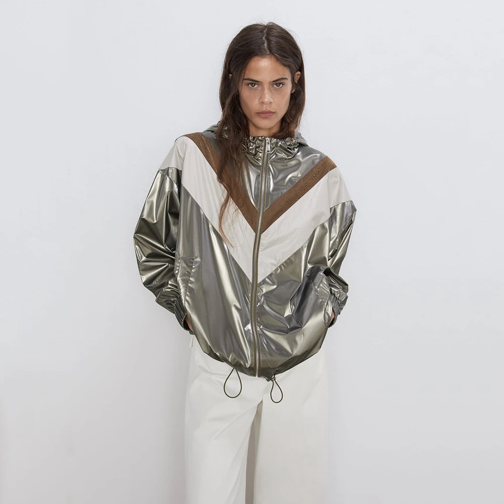 Женский трендовый подходящий жакет ZA осенняя верхняя одежда с воротником