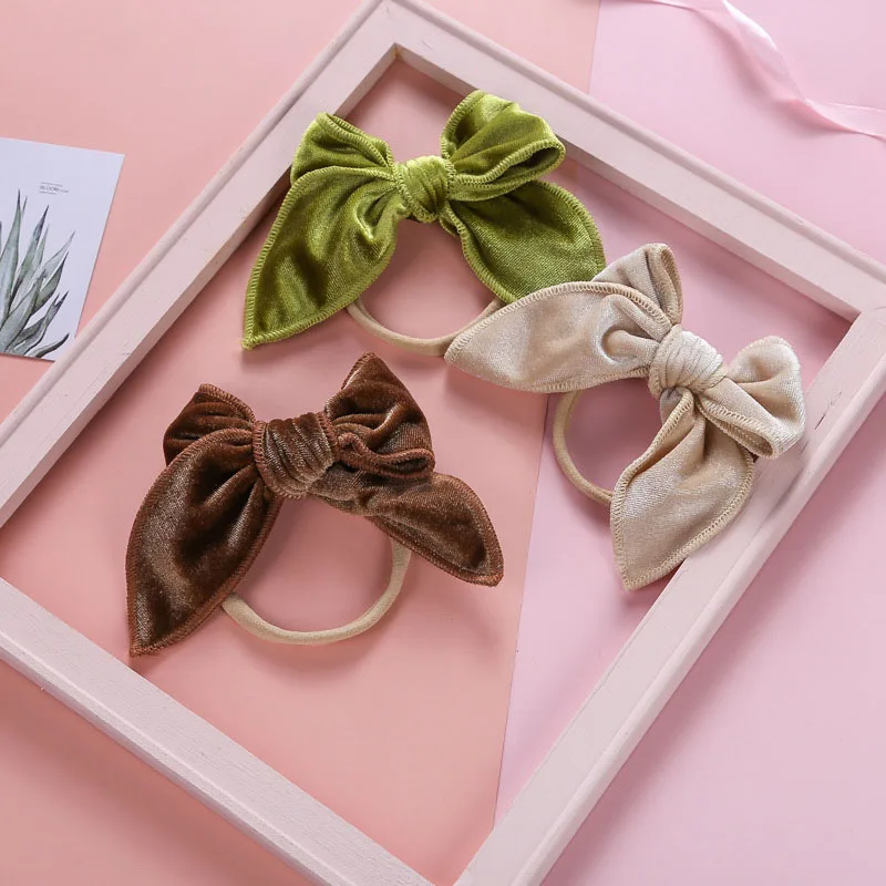 

Baby Girl Headband Velvet Bows Headbands for Children Elastic Infant Thin Nylon Soft Hairband Summer Hair Accessories Kids