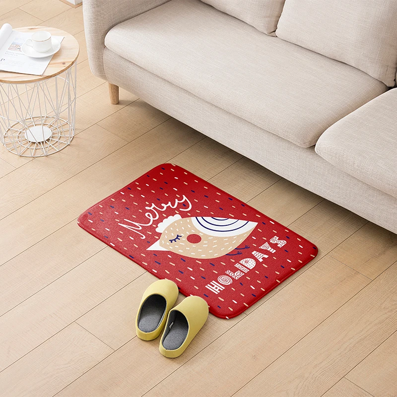 

Modern Living Room Flannel Carpet Non-Slip Absorbent Door Mat Kitchen Corridor Entrance Mat Cute Animal Christmas Gift Santa Rug