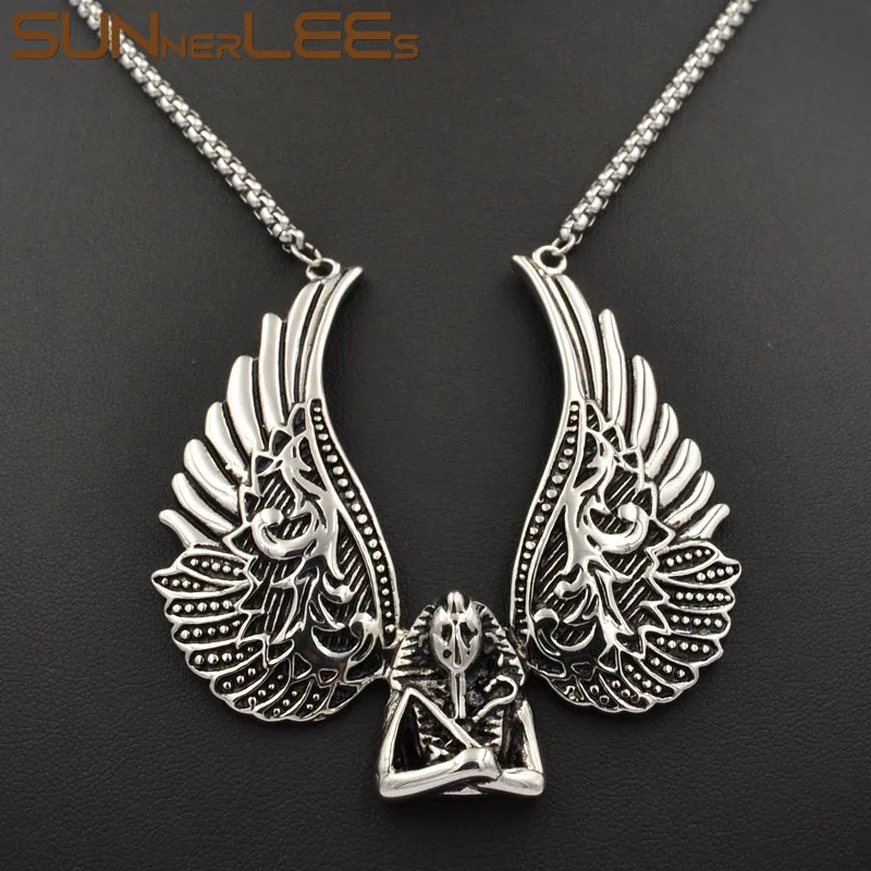 SUNNERLEES 316L Подвеска из нержавеющей стали ожерелье хип-хоп панк крылья Фараона