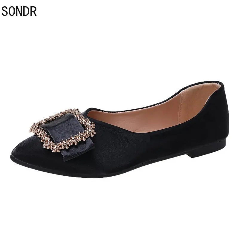 

2021 Pointed Toe Plus Size Women Sole Shallow Mouth Women's Spring and Autumn Single Shoes New Flat Shoes Casual Women Shoes
