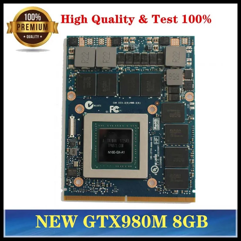 Новая видеокарта GTX980M GTX 980 M, видеокарта Vga, N16E-GX-A1, 8 ГБ, GDDR5 для ноутбука HP MSI Alienware Clevo, тест