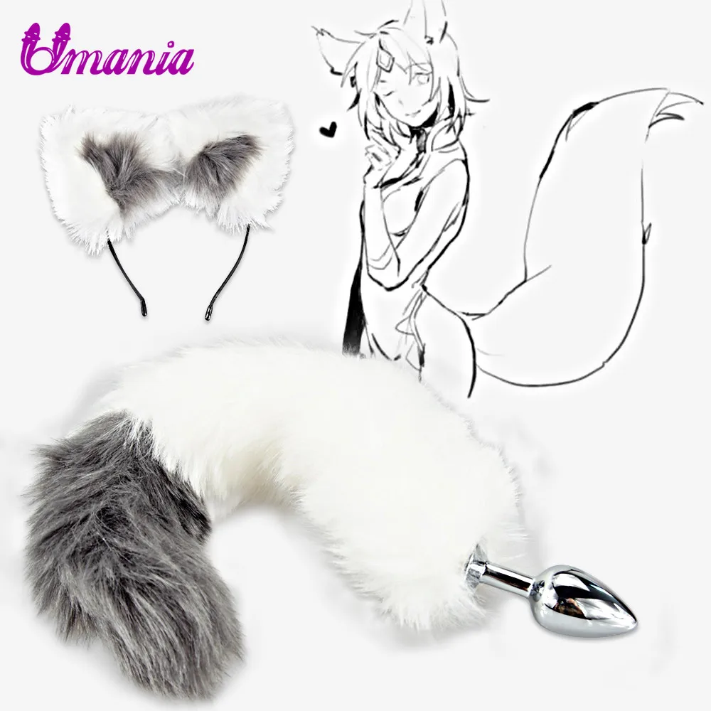 Сексуальная металлическая Анальная пробка с лисьим хвостом один комплект