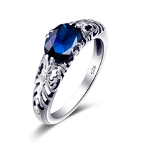 szjinao real brand luxury 925 silver jewelry oval cut sapphire vintage solid 925 sterling silver rings bijoux high quality gifts