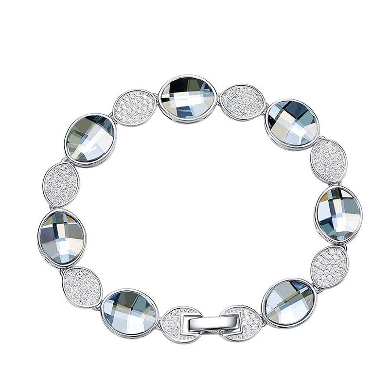 Роскошный 925 пробы Серебряный браслет для женщин украшенный кристаллами Swarovski