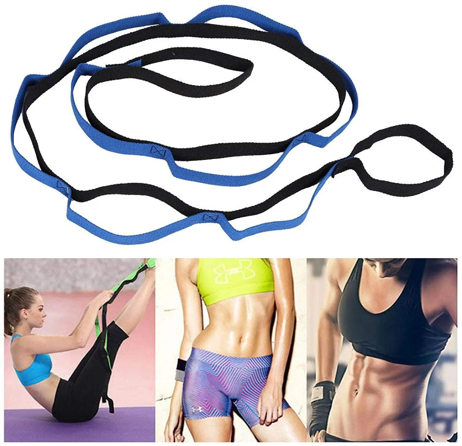 

2M Fitness Yoga Belt Exercise Multi-Loop Stretch Stretch Strap or Rehab, Pilates and Dance Physical Therapy Rehab