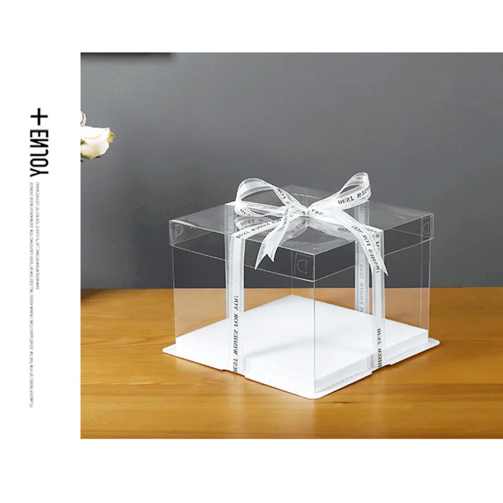 

5pcs Transparent Birthday Cake Box Cake Packaging Boxes Organizer Cake Case For Home Dessert Shop (Single Layer,without