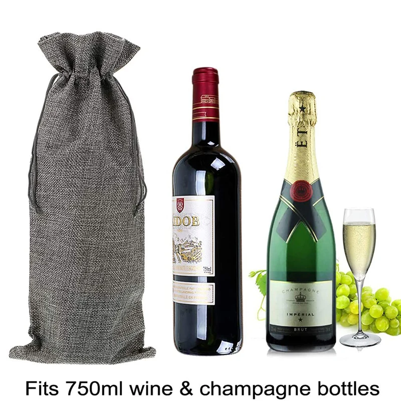 10 шт. джутовые сумки для бутылок цвета шампанского|Чехлы винных бутылок| |