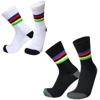 new sports cycling socks men women champion rainbow stripes team bike socks mtb professional competition racing socks