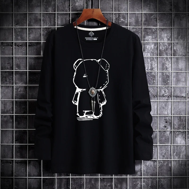 

Render unlined upper garment of autumn new fund men long sleeve T-shirt students youth men's casual long shadow - bear
