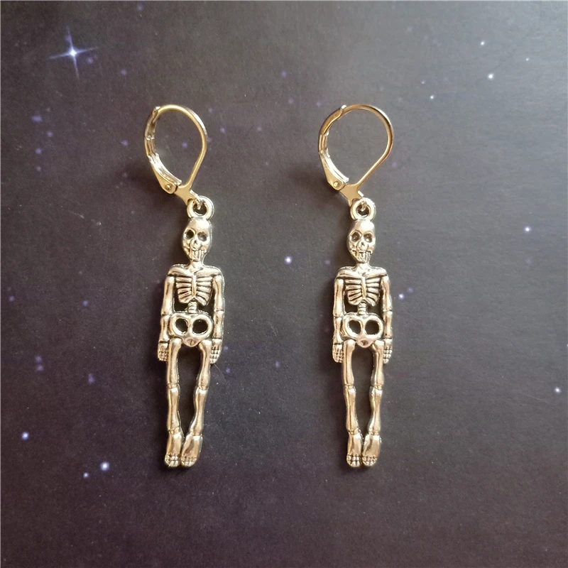 

Skeleton Leverback Earrings, Bone Pendant Leverback Earrings, Skeleton Earrings, Dangle Earrings, Cool Earrings