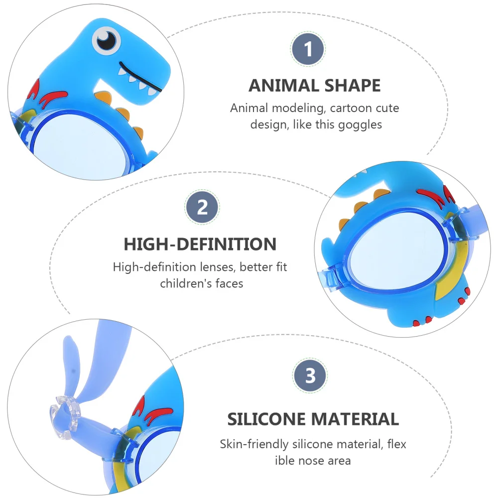 

1Pc Animal Swimming Glasses Anti-fog Waterproof Spectacles for Kids (Blue)