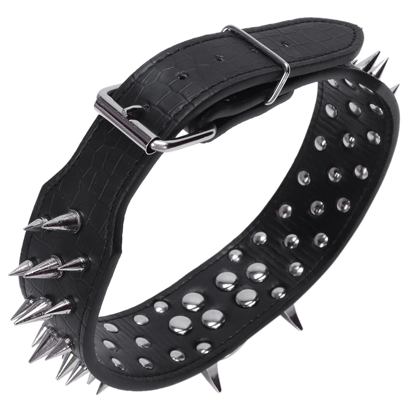 Кожаный Шипованный собачий ошейник с шипами шириной 2 дюйма 25 шипов 44 Питбуль