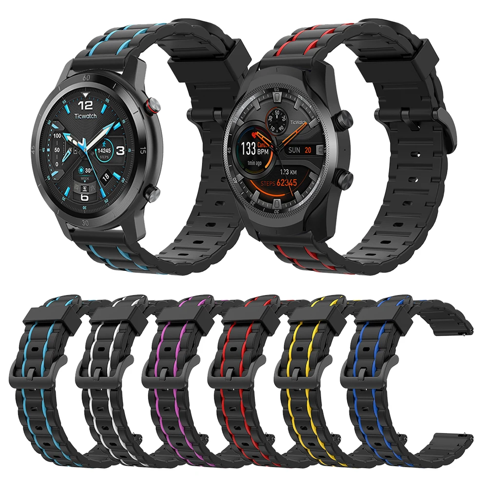 

Silicone Strap For TicWatch Pro 2020 / S2 E2 2 C Wrist band Watchband for Ticwatch GTX Smart watch Bracelet ремешок