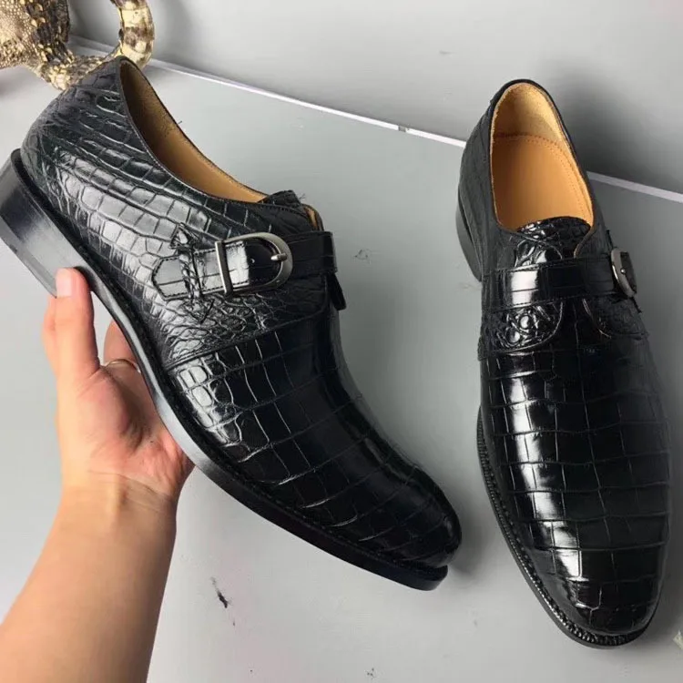 Аутентичные крокодиловой кожи живота ручной работы бизнесменов Туфли под платье