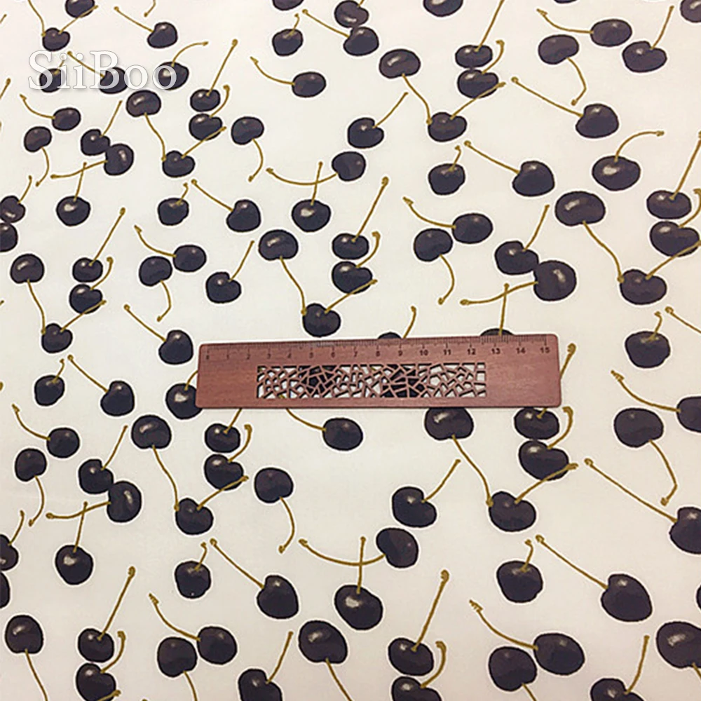 Женское шелковое платье Siiboo летнее из 100% натурального шелка с принтом вишни