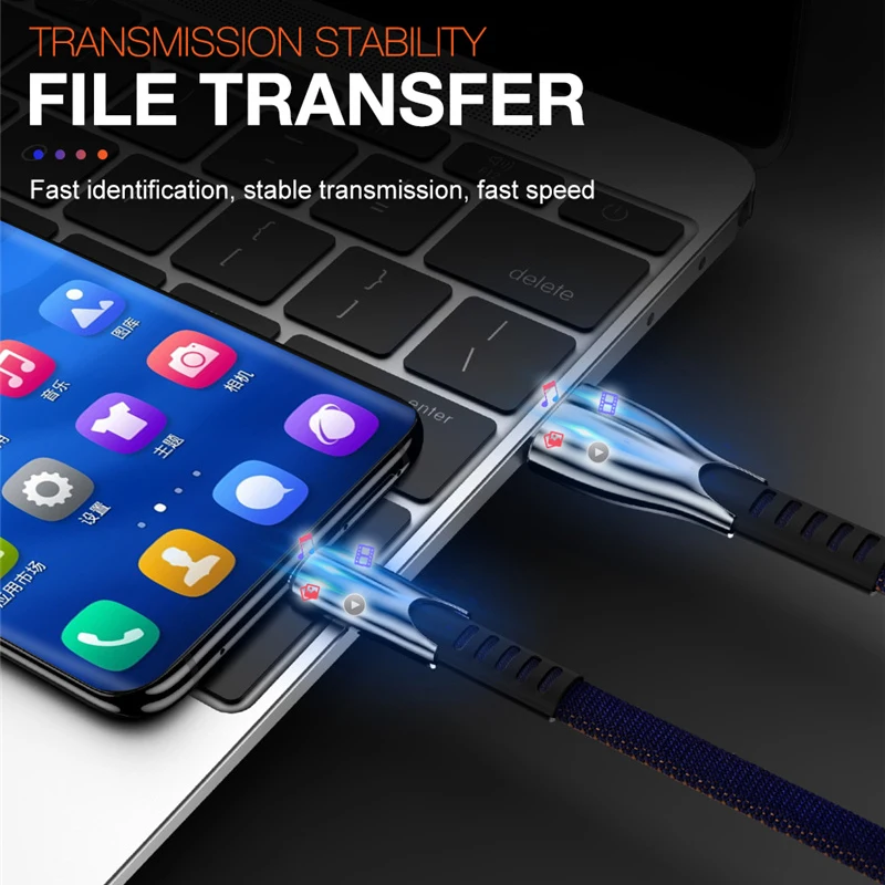 Плетеный кабель Micro USB 1 м из цинкового сплава для синхронизации данных и быстрой