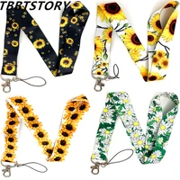 sunflowers neck strap keychain lanyard for keys usb id card badge holder hang rope webbing ribbon mobile phone accessories