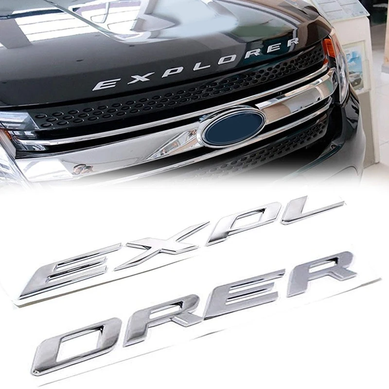 Explorer Car Emblem Front Hood 3D Letters Sticker Fit for Ford 2011-2019 (Gloss Silver) | Автомобили и мотоциклы