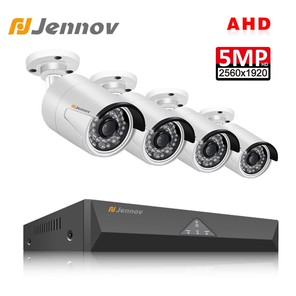 Jennov 4CH 5MP DVR AHD камера CCTV комплект наружная камера система безопасности IP видео наблюдение комплект P2P HD ночное видение H.265 IR-Cut