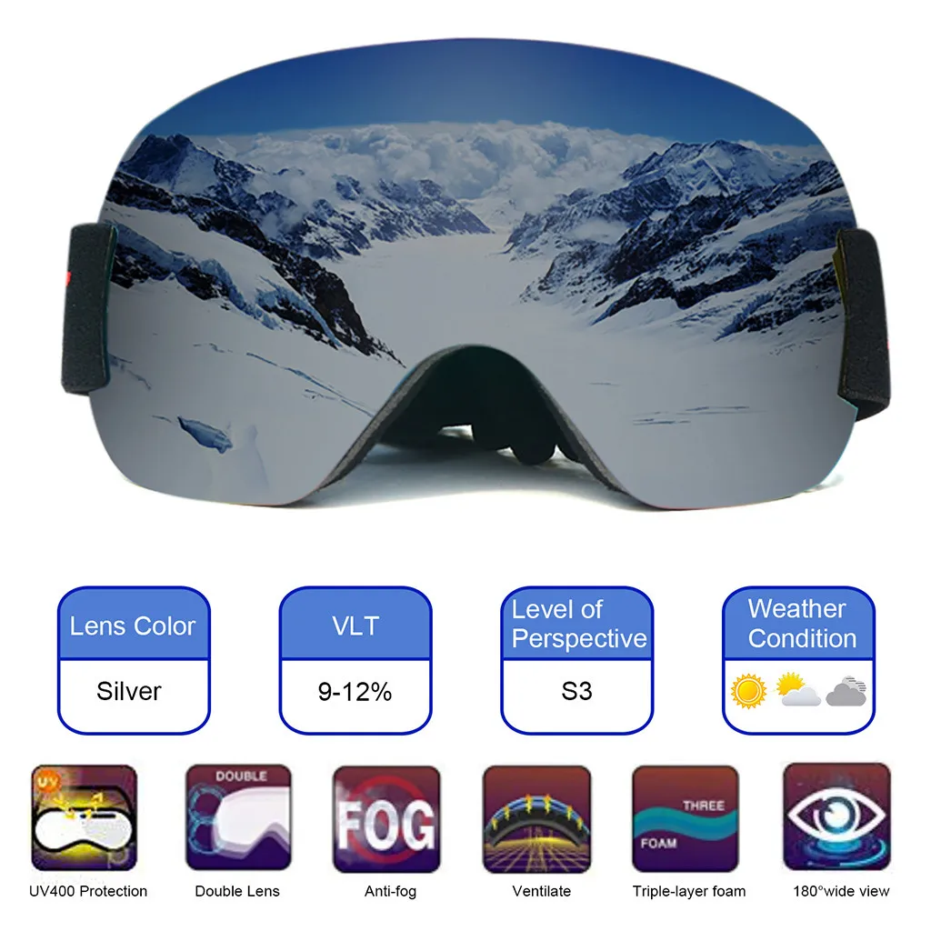 Лыжные очки для сноуборда и катания на лыжах спортивные взрослых