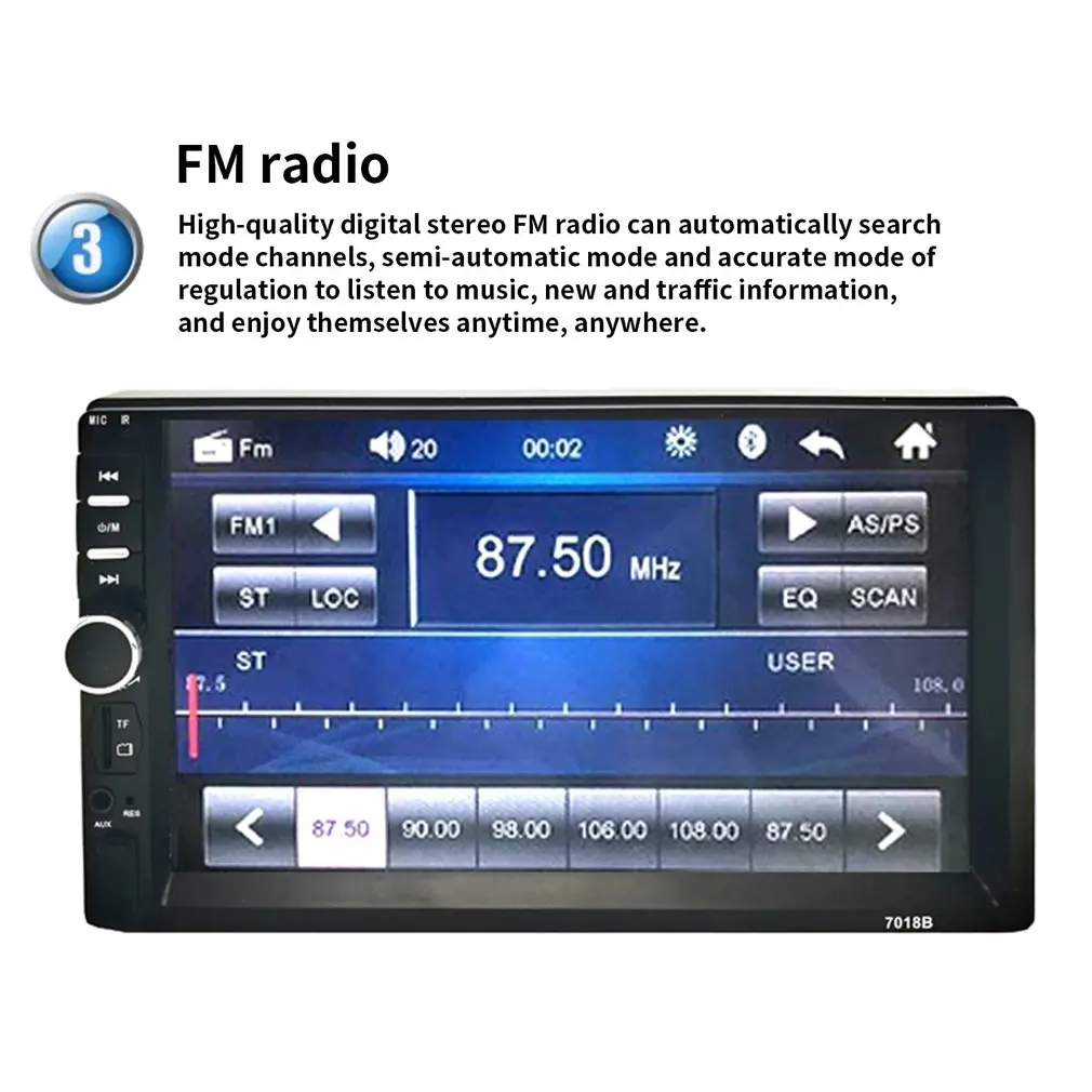 2 Din MP5 плеер 7 дюймов LCD сенсорный экран авто FM Радио Видео Музыкальный Аудио с USB