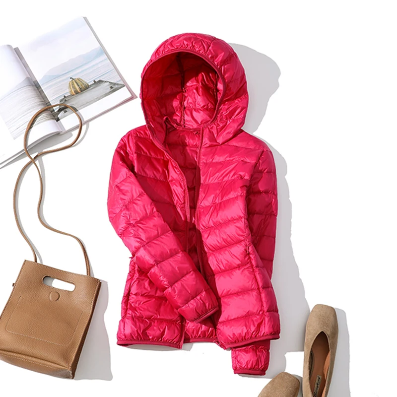 NEW2021 90% Ultra-light Plus Size Thin Down Jacket Women 2020 Autumn Winter Slim Short Hooded Warm White Duck Down Coat Women