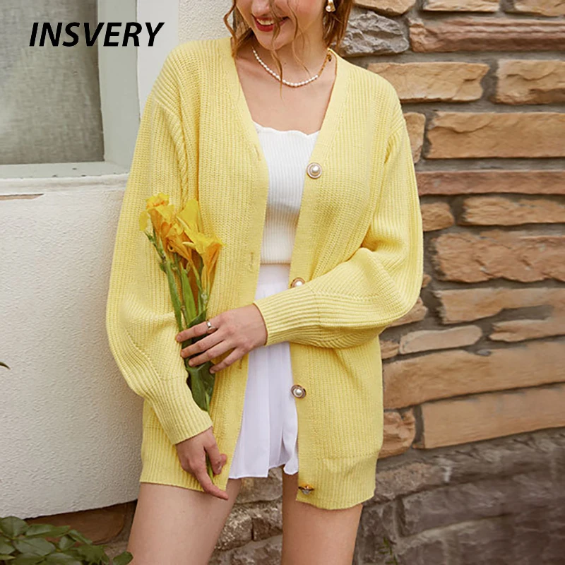 

Female Cardigan Long Sleeve V Neck knitting Sweater Women Solid Causal Button Jacket Coat Spring Autumn Fashion Top 2021