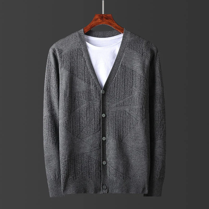 

2021 New Fashion Autumn Warm Men's Solid Simple Classic Knitted Sweaters V-neck Cardigan Coats Male Casual Knitwear Clothing S6