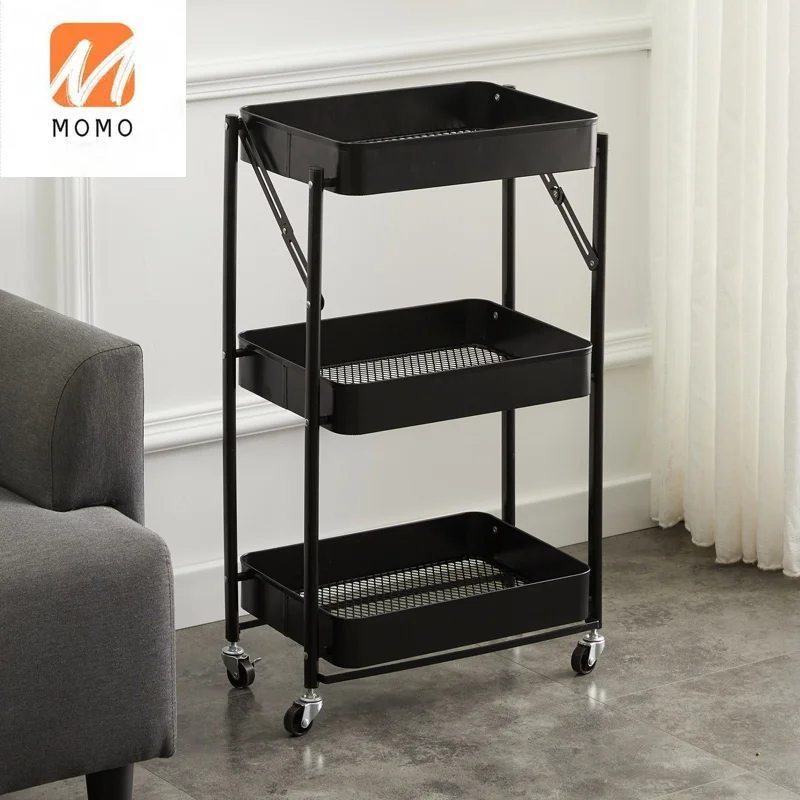 Movable Multi-purpose Home Storage 3 Tiers Metal Kitchen Vegetable Trolley Rolling Cart | Дом и сад