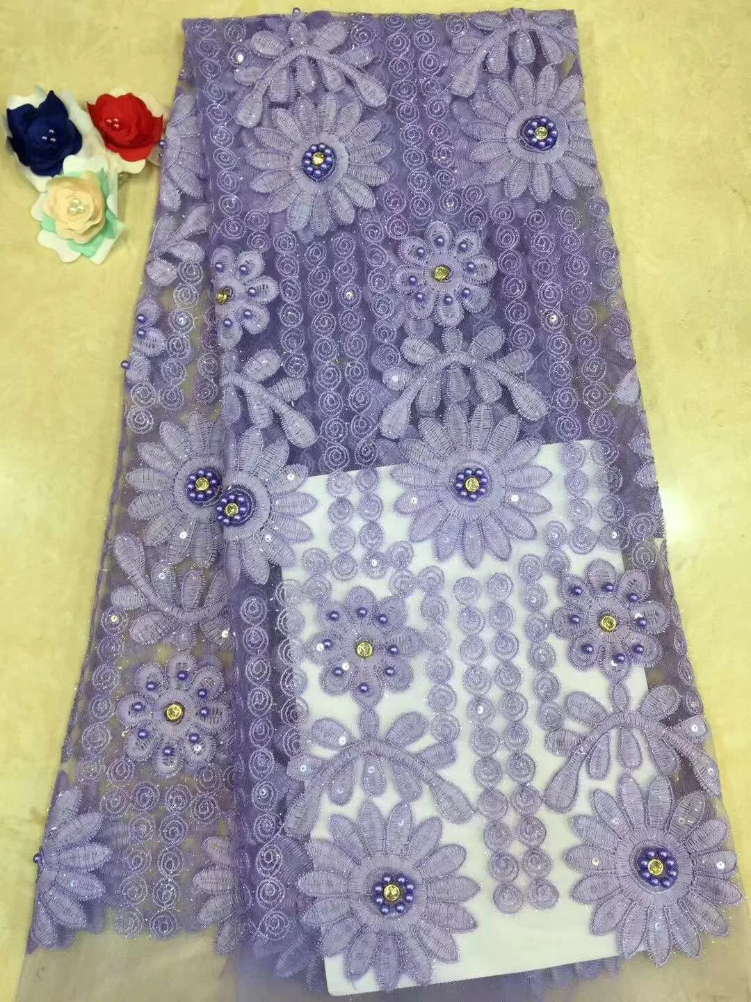 

2019 New arrival african lace fabric/High quality cord lace,guipure lace fabric / Multi colour water soluble lace fabric D227