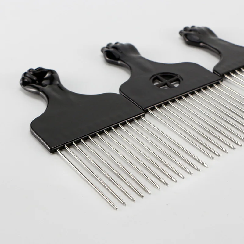 Профессиональный парикмахерский черный кулак афро Металлическая Расческа для