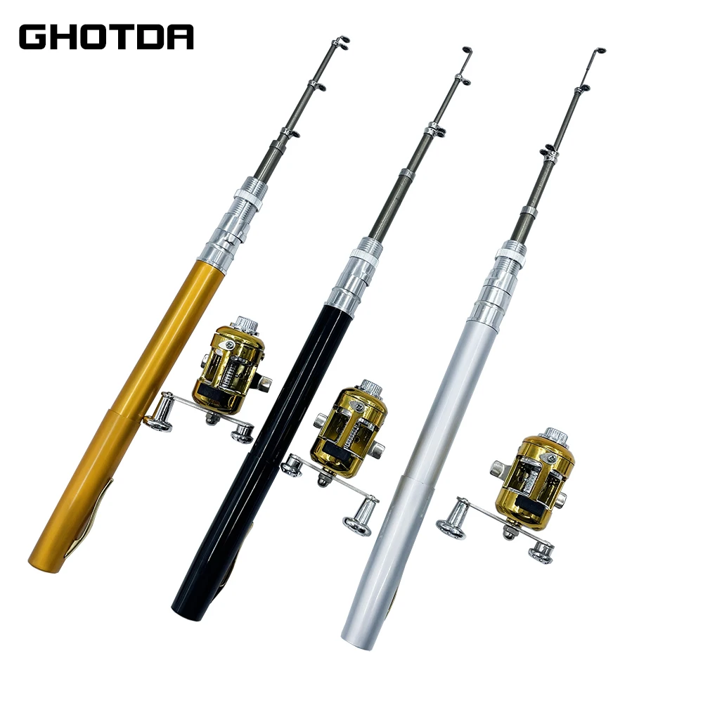 

Pocket Telescopic Mini Rod Combo Fishing Pole Aluminum Alloy Pen Shape Fishing Rod Combo With Reel Wheel