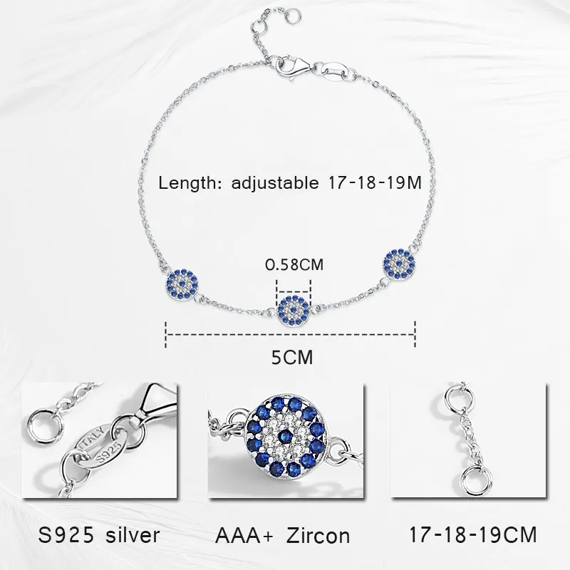 Женский браслет из серебра 100% пробы с круглыми кристаллами | Украшения и