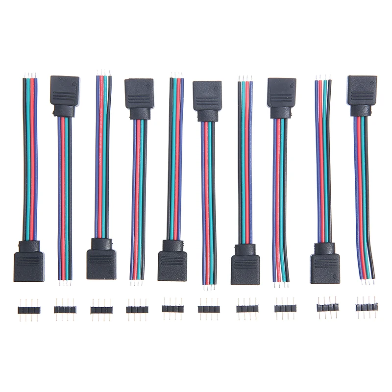 10 шт. соединительный кабель с разъемом кабеля 3528 5050 RGB 4 Pin типа папа + Женский