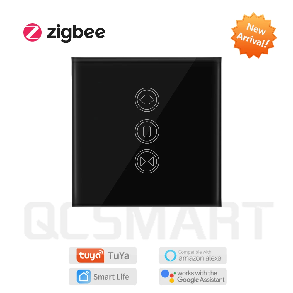 

ZigBee 3.0 Tuya Smart Life EU Black Curtain Switch For Window Blinds Roller Shutter Google Home Alexa Echo Voice Control DIY
