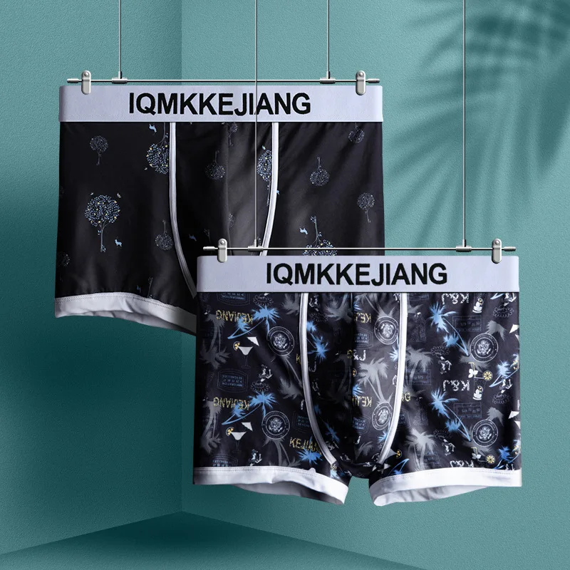 

2 Pieces Men's Underwear Fashion Underwear Printed Youth Comfortable Breathable Boxers Loose Boxers Men's Underwear