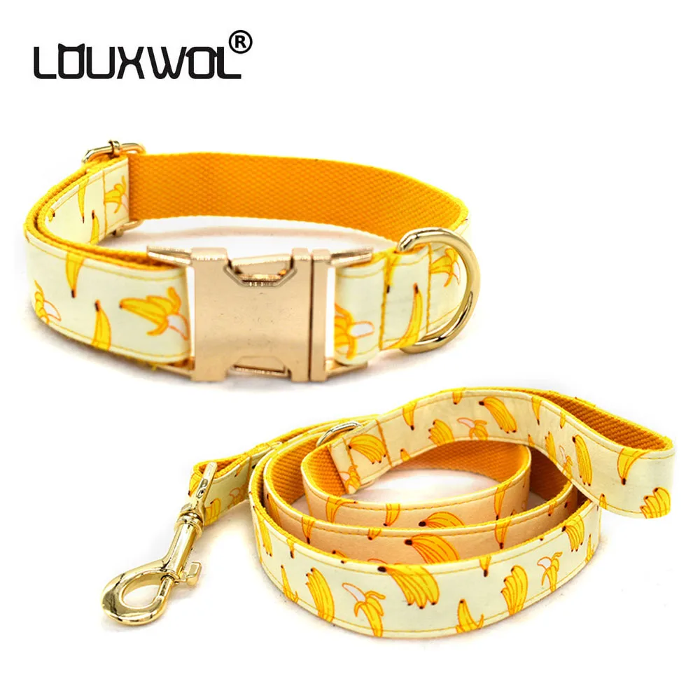 

LOUXWOL Webbing & Cotton Dog Collar Bow Tie Dog Collar Leash Set for Small Medium Large Dogs Pet Products Dog Accessories Yellow