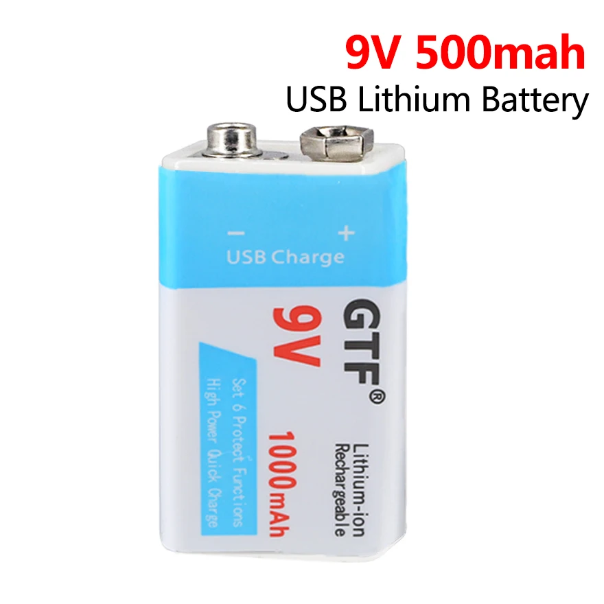 9 v usb батарея 9 volt 6f22 500 мач перезаряжа