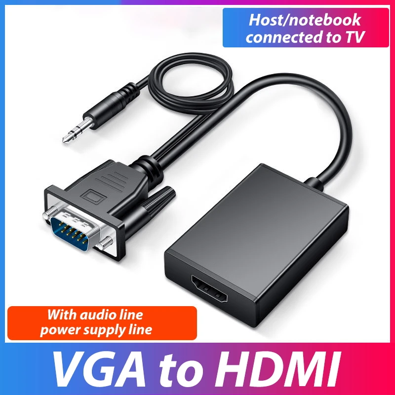 Преобразователь VGA в HDMI 1080P адаптер цифрового сигнала аналоговый с позолоченным