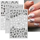 3D наклейки для ногтей, переводные наклейки с цветами, тропическими растениями, геометрическими листьями, декоративные украшения для ногтей