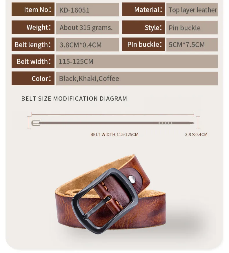 

Men's Belts Genuine Leather Top Cowhide Gun Black Pin Buckle Fashion Casual Brand Designer Belt Men High Quality