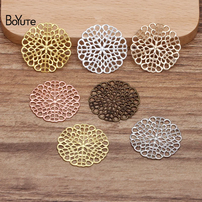 BoYuTe (100 шт./лот) 25 мм Металл латунь филигранные Цветочные материалы Diy ручной