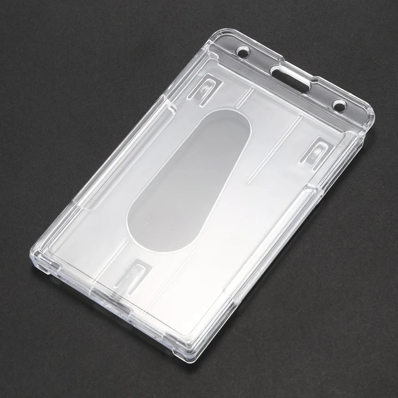 1 х Вертикальный жесткий пластиковый держатель для значков двойная карточка