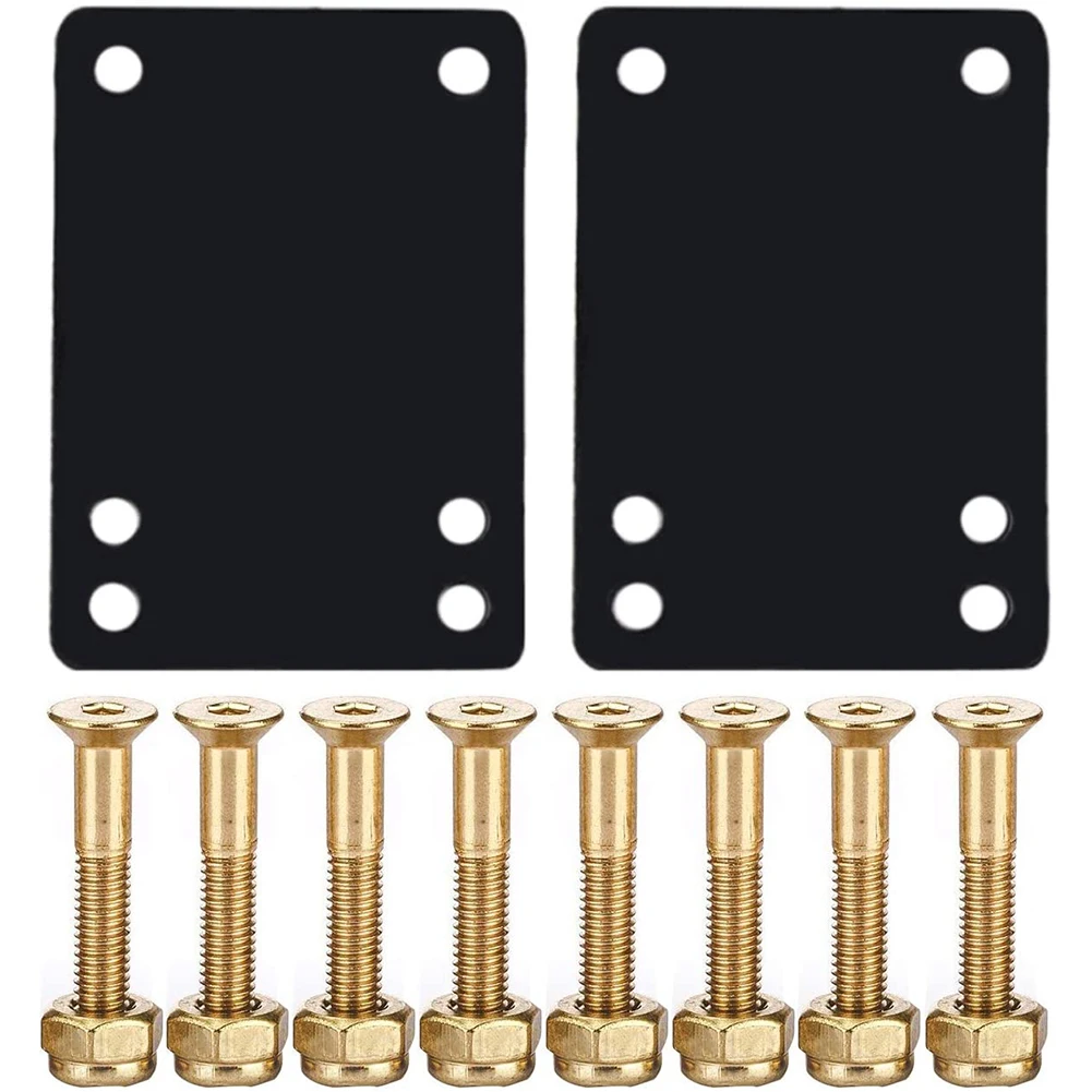 

Skateboard Riser Pads Longboard Bridge Gasket Mounting Replacement Hardware Nuts Bolts Set for Scooters Cruisers Gold