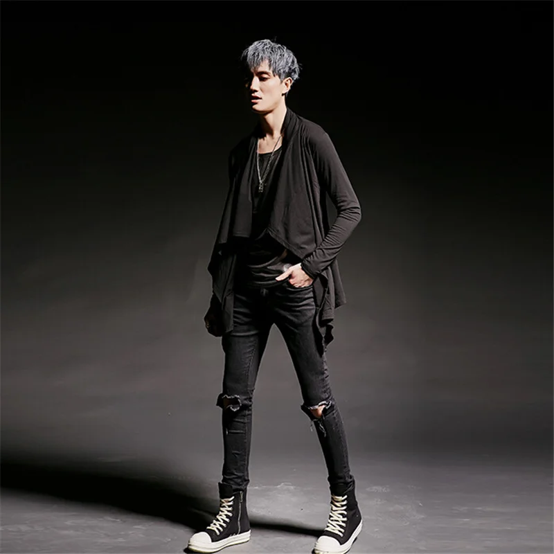 Мужская обувь для ночного клуба личность обратно рваная футболка с длинным