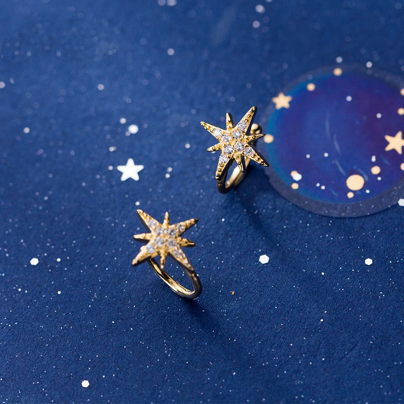 Trustdavis серебро 925 пробы блестящая Звезда CZ запонки клипсы серьги для женщин