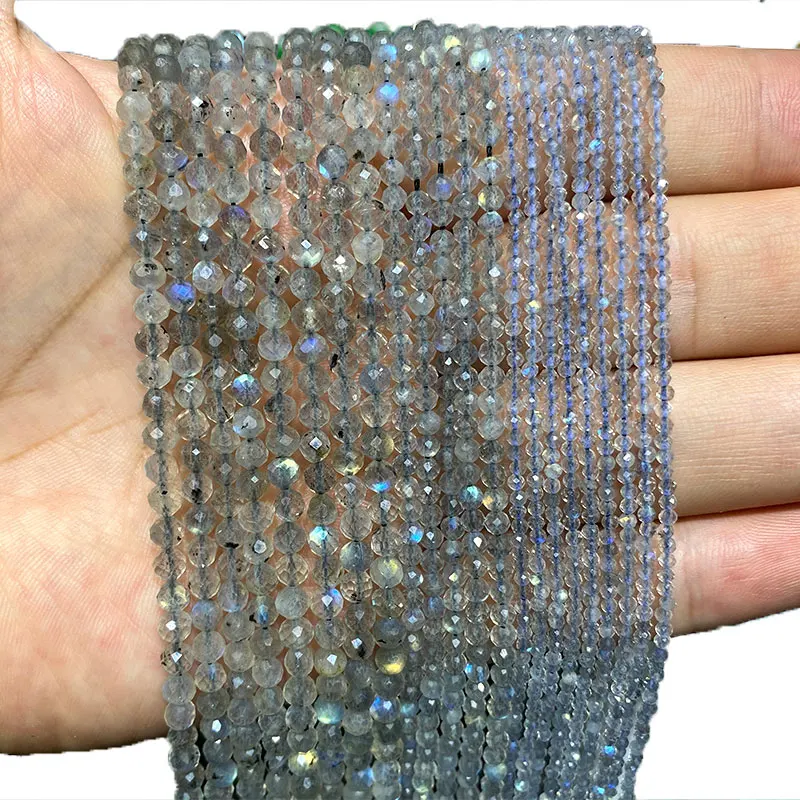 100% натуральный камень Серый лабрадорит граненый драгоценный круглые