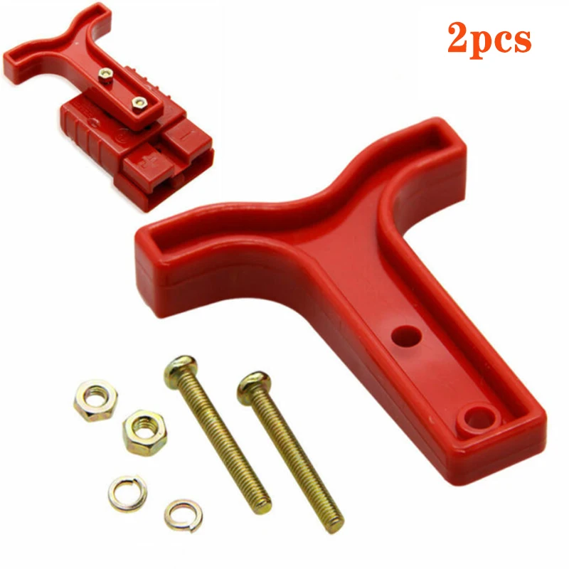 

2 PCS Red Powerbank T handle SH50 plug connector 50 amp dual pole battery 50A 600V 4 bolts and 4 nuts hand