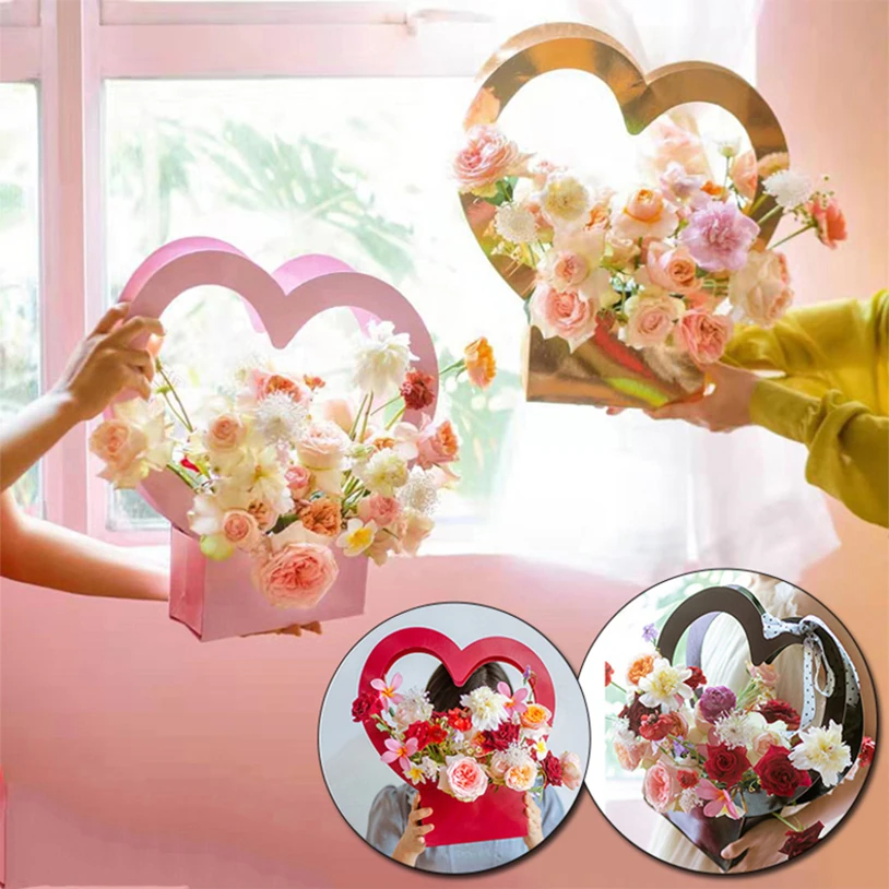 Цветы в форме сердца коробок романтичная упаковочная бумажная коробка для